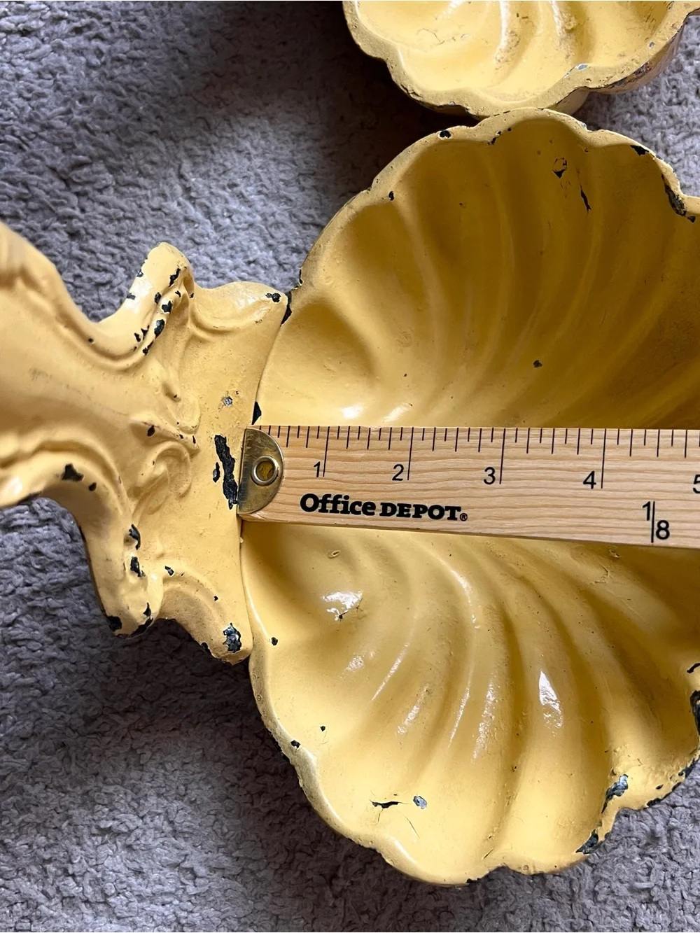 Vintage MCM Cast Metal Yellow Decorative Wall Sconces Large Ladle/ Shell